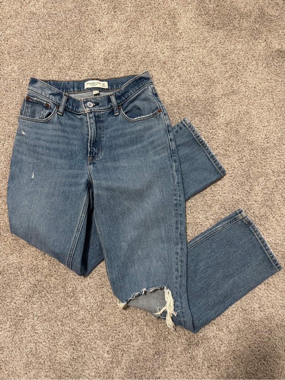 Abercrombie & Fitch The 90s Straight Low Rise Curve Love Jeans, 24 Short